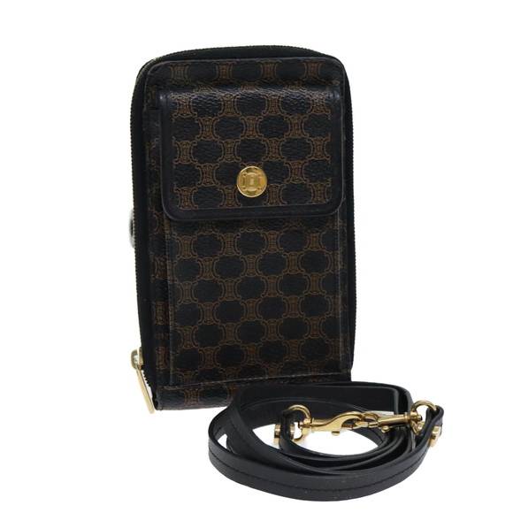 CELINE Macadam Canvas Shoulder Wallet PVC Brown Auth 79811 - Picture 1 of 16